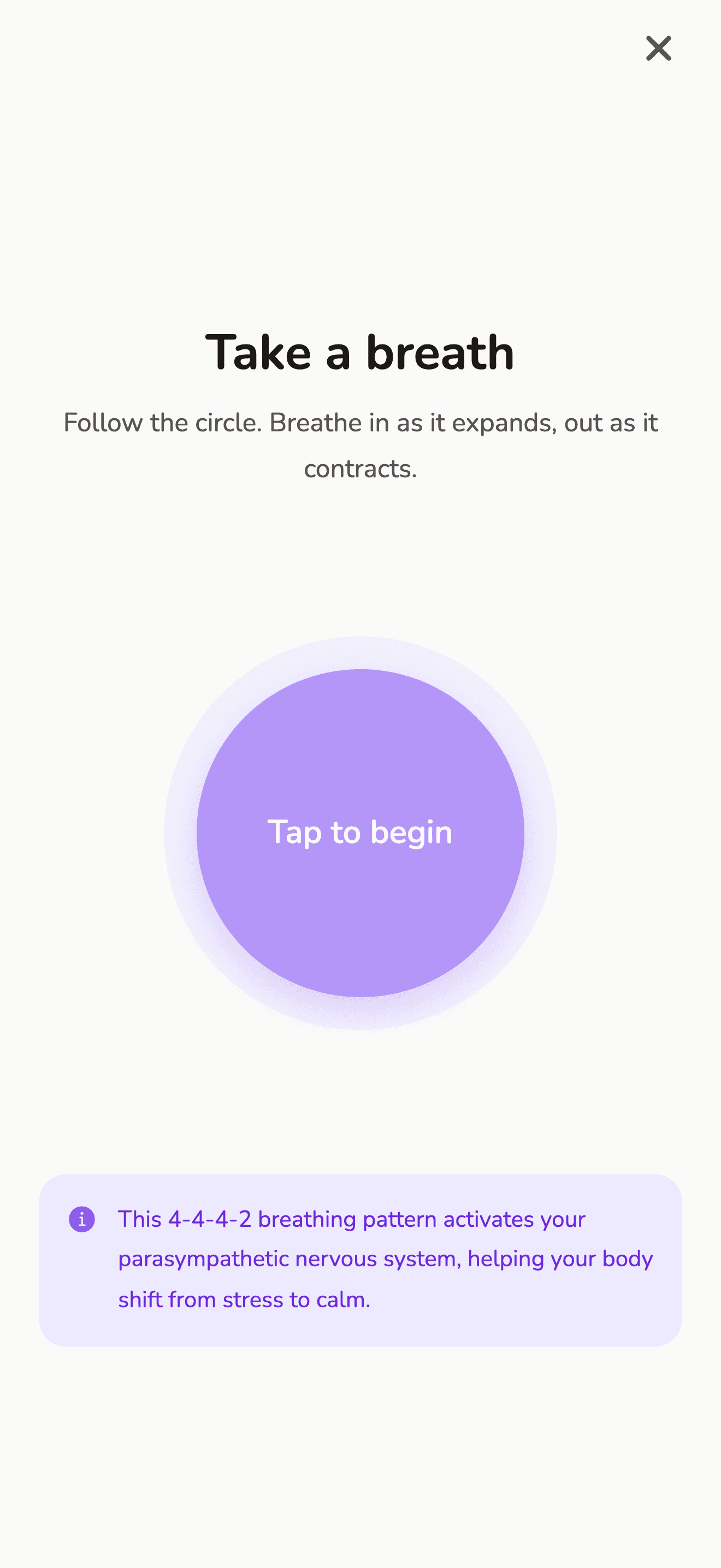 Breathing tool with expanding circle