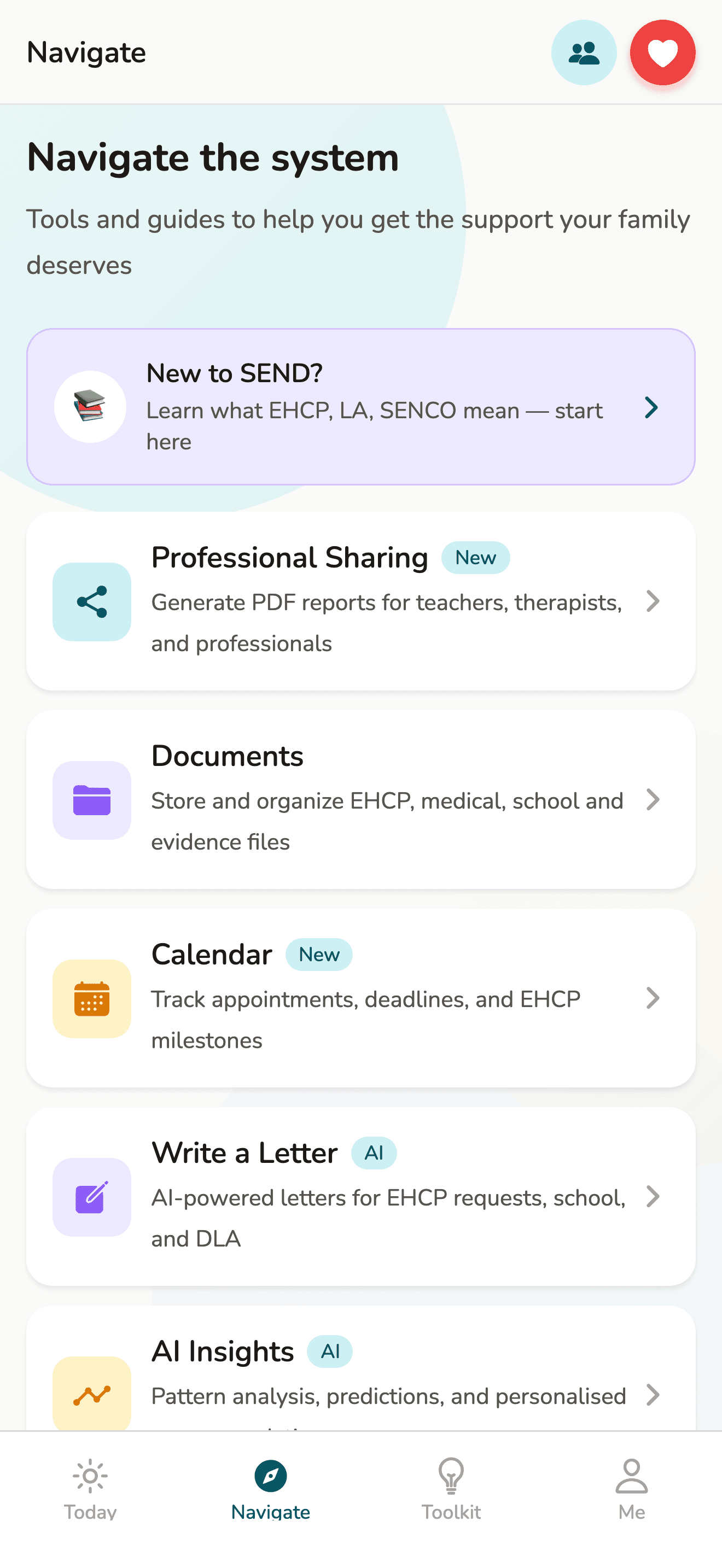 Navigate the system home screen